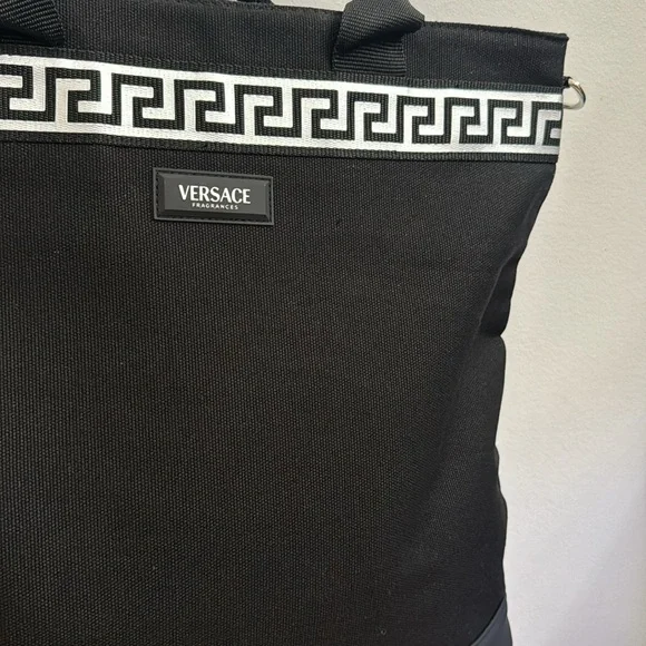 Versace Fragrances Black Canvas Bag Travel Handbag Tote - Picture 2 of 6